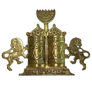 Ten Commandments Brass Wall mount Plaque Art , Vintage, Judica